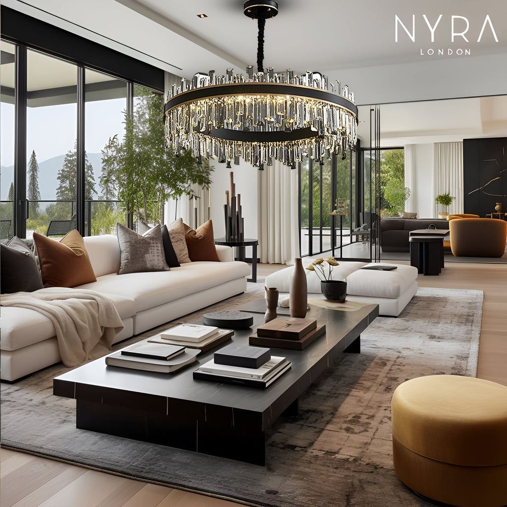 Nyara Series Tri Color Dimmable Chandelier Premium Metal