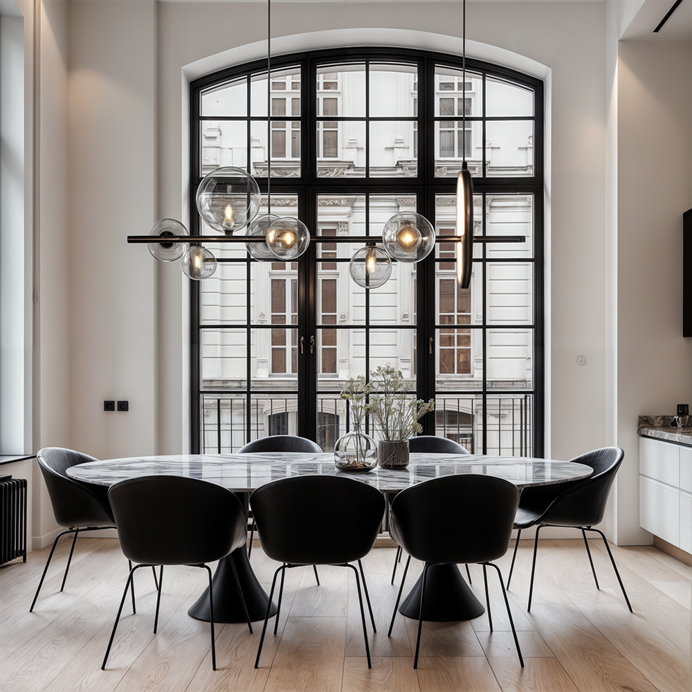 LyraLume Glass & Aluminum Chandelier - Dual Styles LED