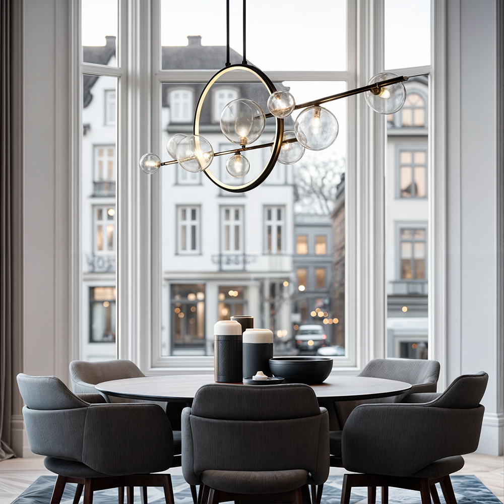 LyraLume Glass & Aluminum Chandelier - Dual Styles LED