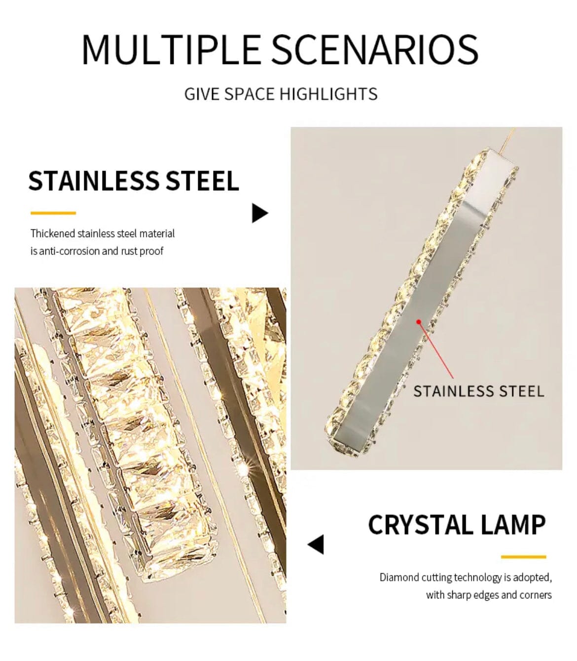 NovaLuxe Crystal Staircase Chandelier With LED Lighting