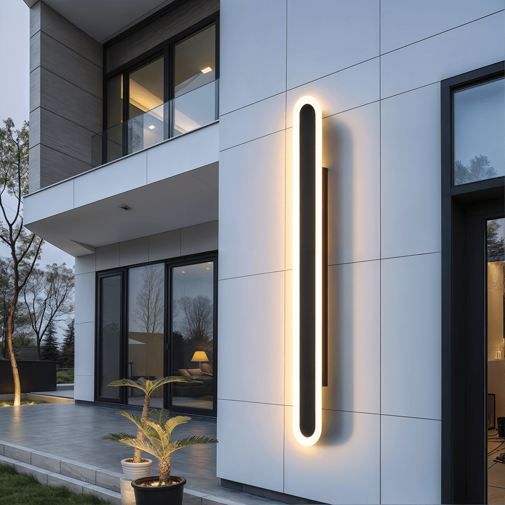 NoirGlow Black Outdoor LED Strip Wall Light Waterproof