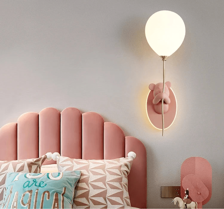 WhimsyBear Kids Wall Lamp With Frosted Glass Shade SoftGlow