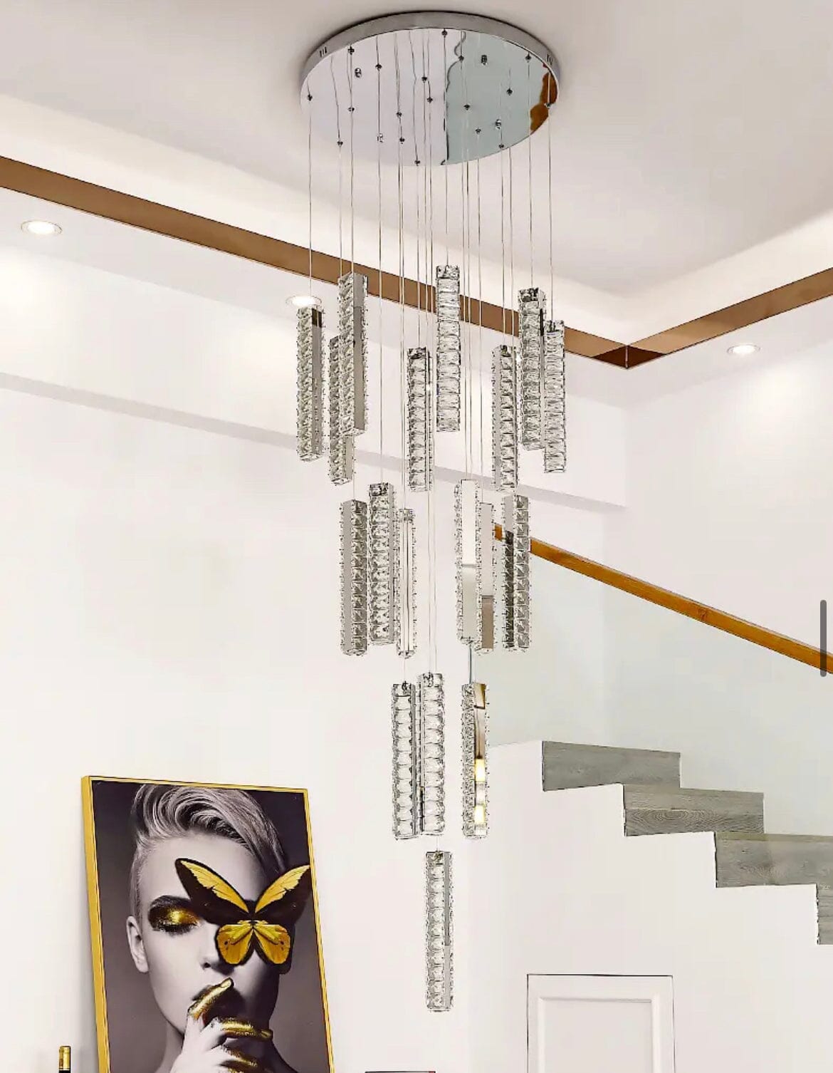 NovaLuxe Crystal Staircase Chandelier With LED Lighting