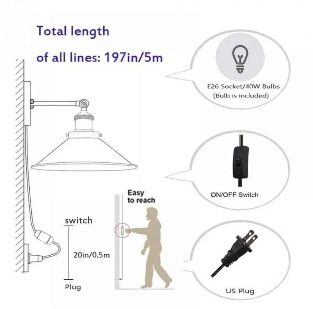 Antique-Style Arm-Mounted Wall Lamp With Brass Shade