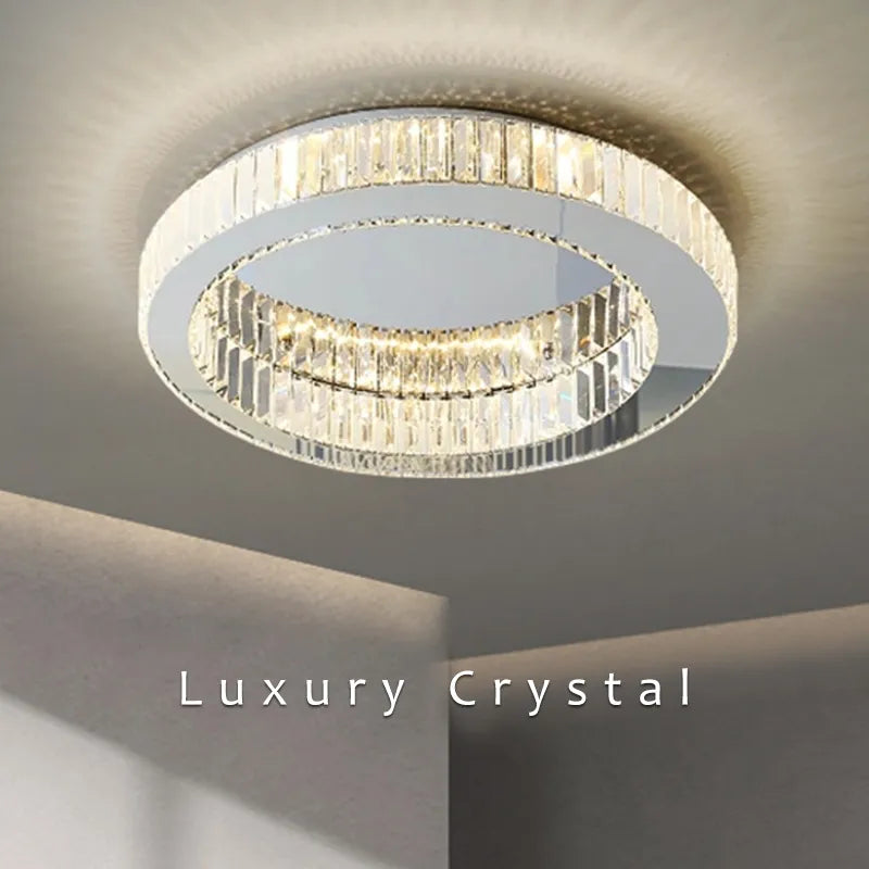 Orion Crest Golden Round Crystal Chandelier For Home