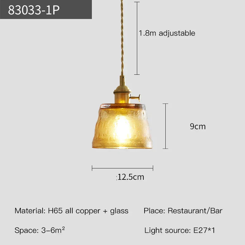 Harlington Copper Glass Pendant With LED Illumination
