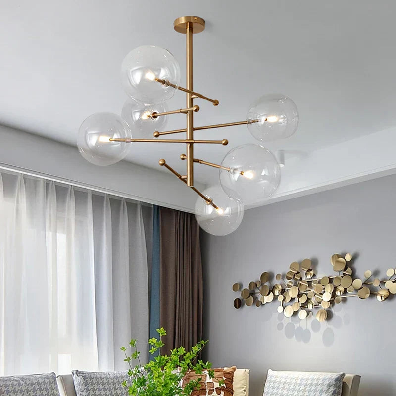 Astra Glass Globe Chandelier with Dual LED Lighting