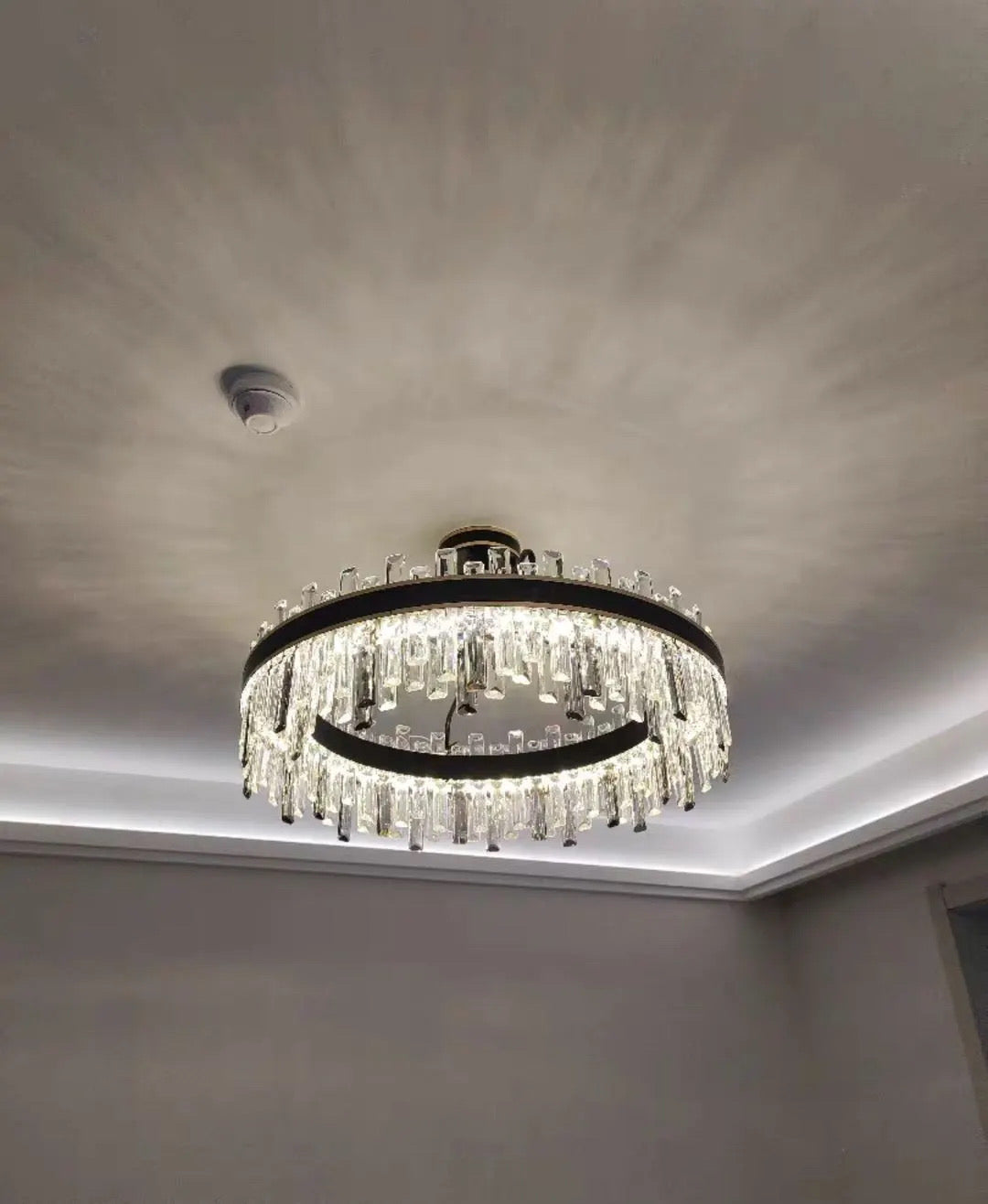 Nyara Series Tri Color Dimmable Chandelier Premium Metal