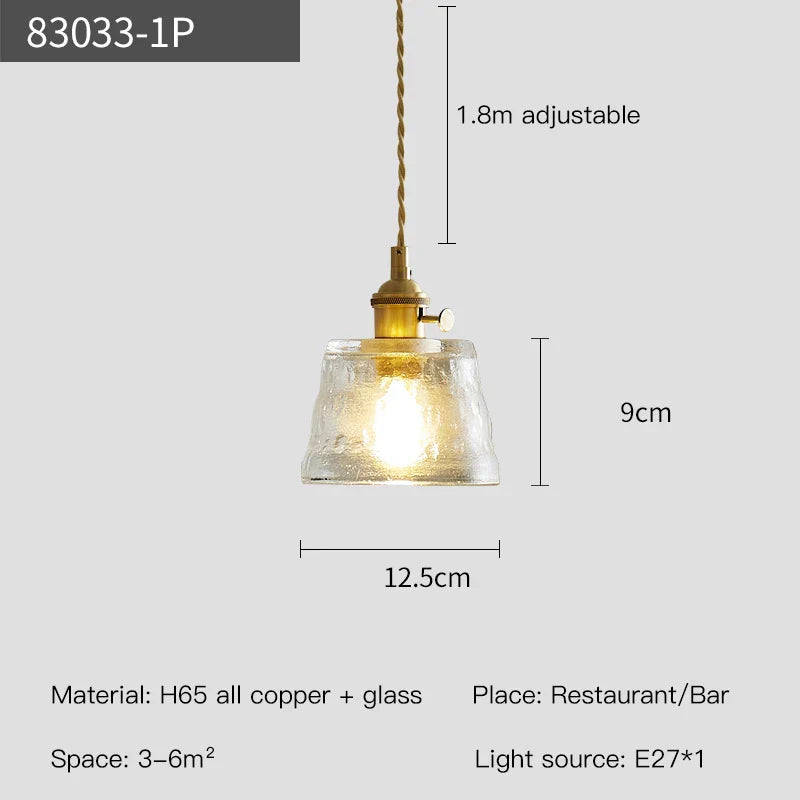 Harlington Copper Glass Pendant With LED Illumination