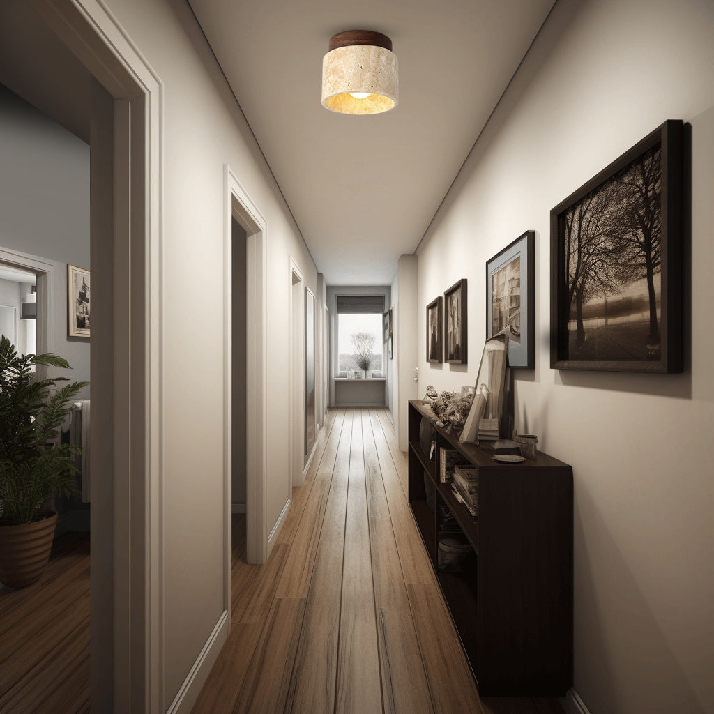 Yanagi Yellow Marble Ceiling Light Wabi Sabi Style