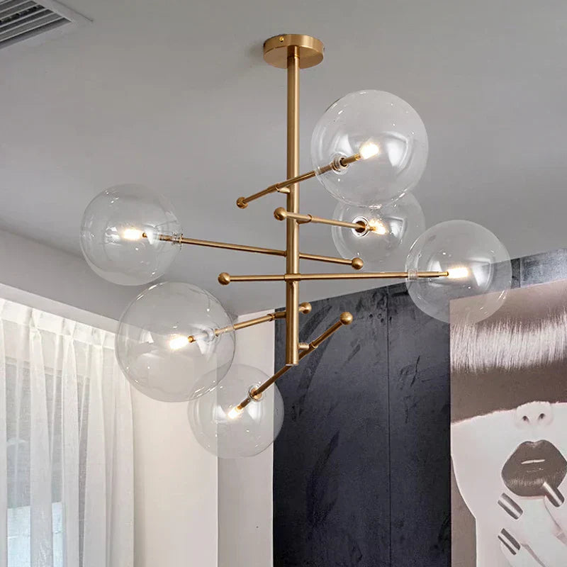 Astra Glass Globe Chandelier with Dual LED Lighting