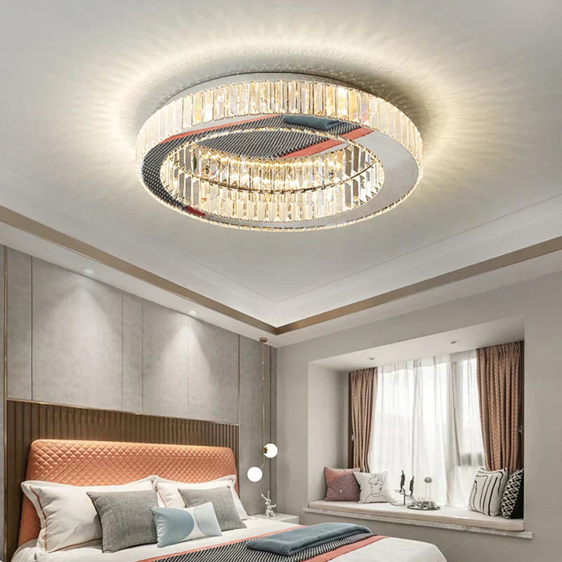 Orion Crest Golden Round Crystal Chandelier For Home