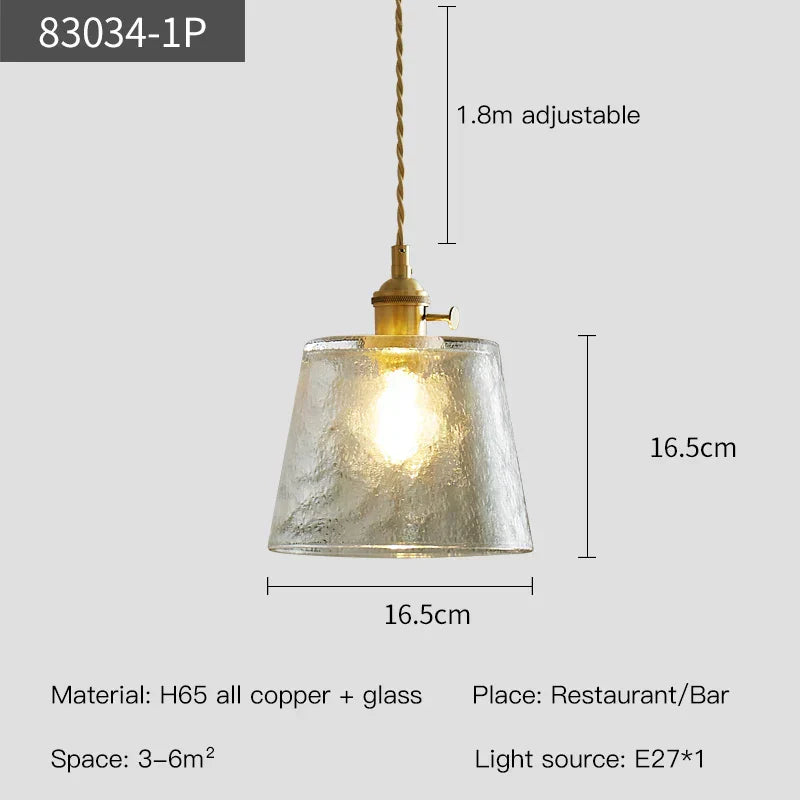 Harlington Copper Glass Pendant With LED Illumination