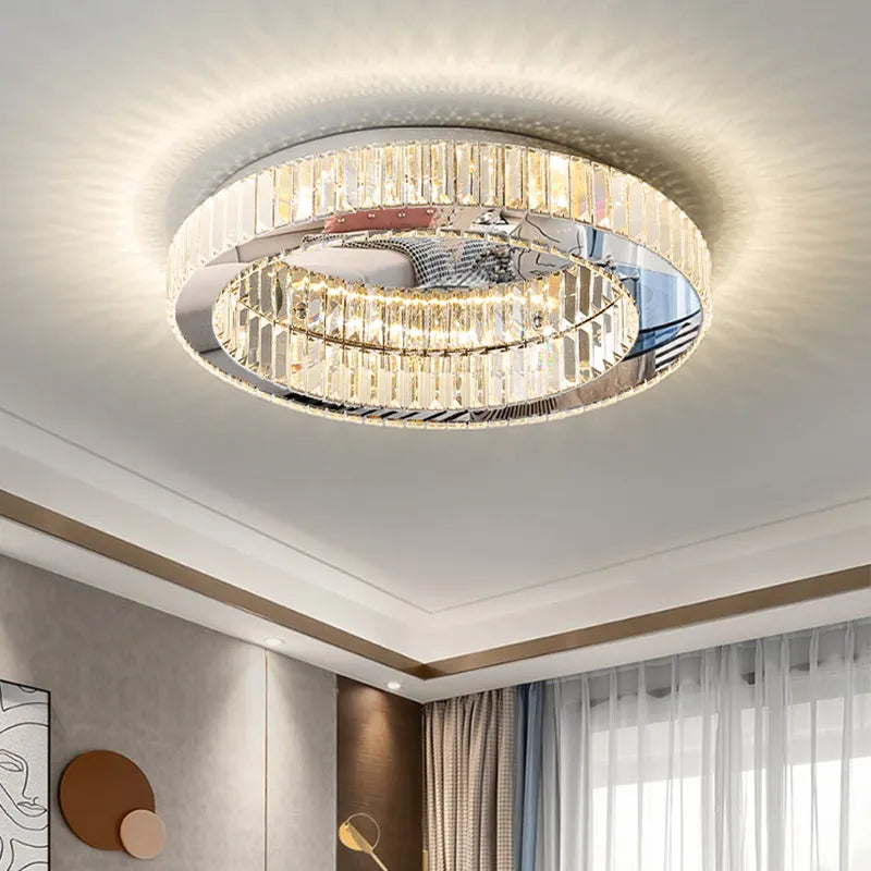 Orion Crest Golden Round Crystal Chandelier For Home