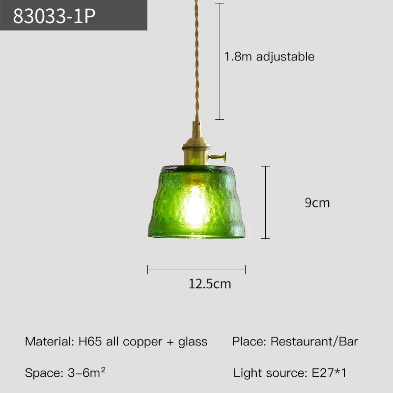 Harlington Copper Glass Pendant With LED Illumination