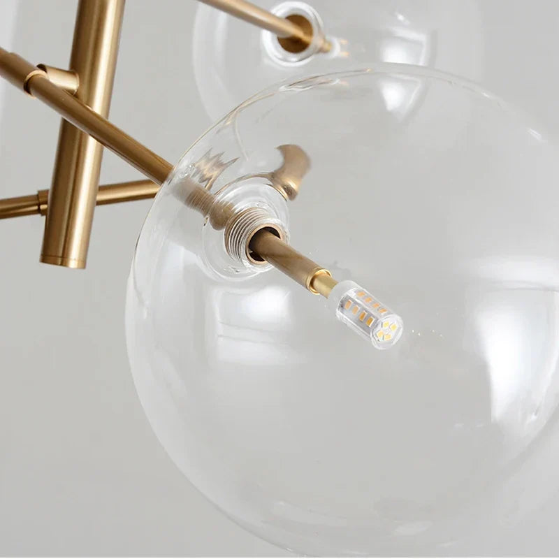 Astra Glass Globe Chandelier with Dual LED Lighting