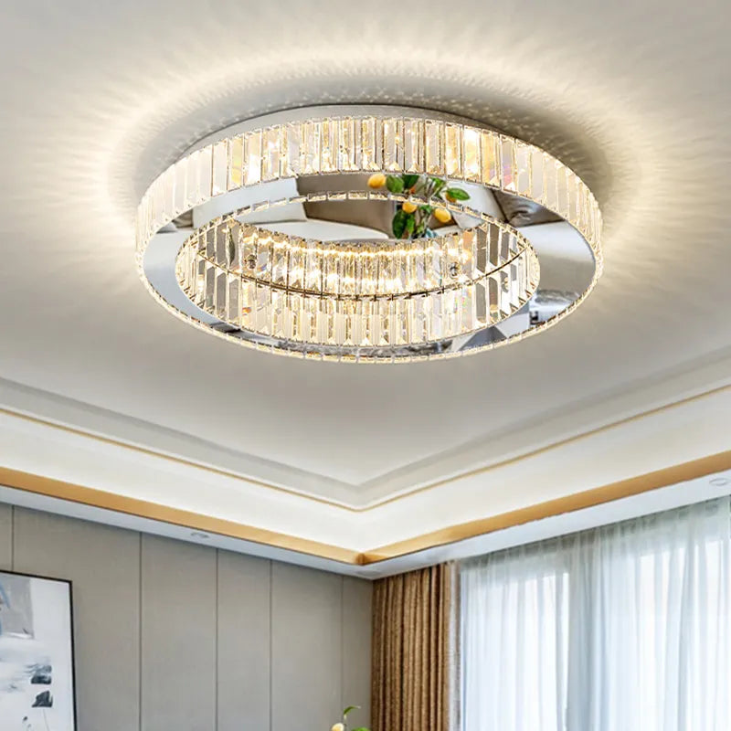 Orion Crest Golden Round Crystal Chandelier For Home