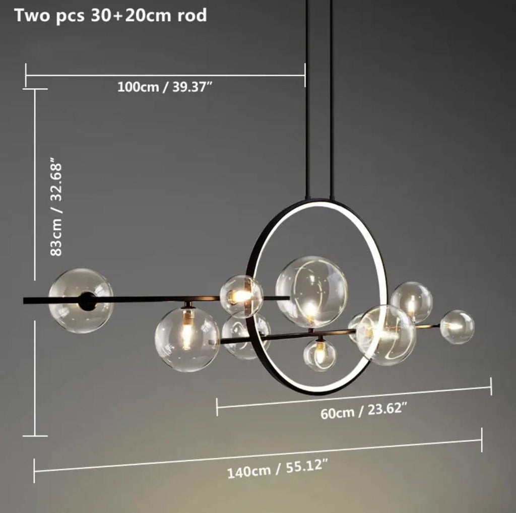 LyraLume Glass & Aluminum Chandelier - Dual Styles LED