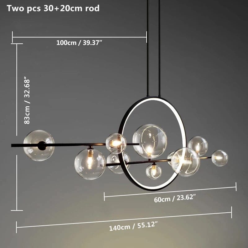LyraLume Glass & Aluminum Chandelier - Dual Styles LED
