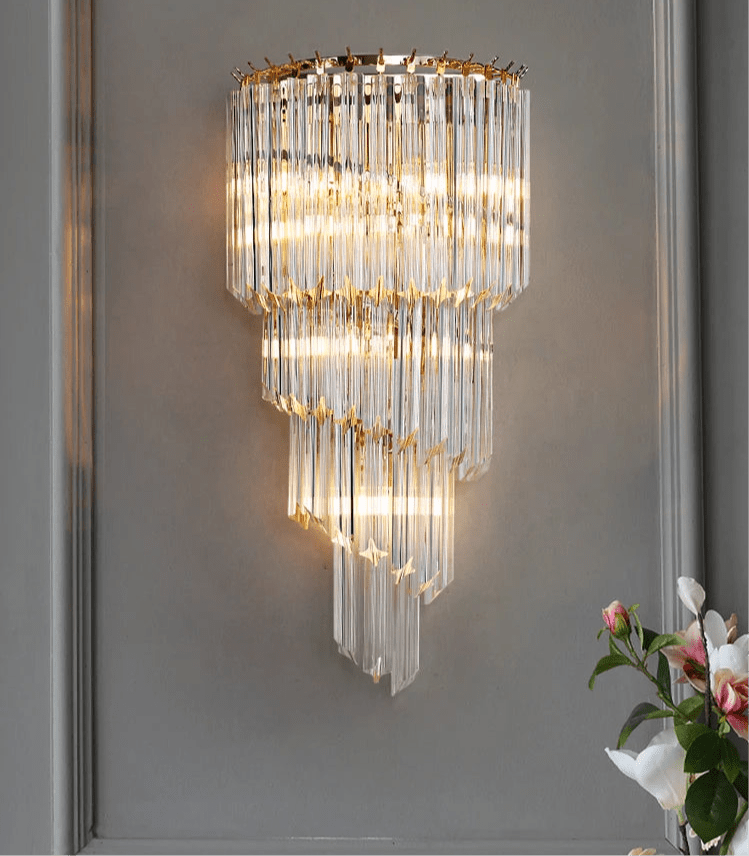 Auric Crystal Wall Sconce in Premium Gold Luxury Finish