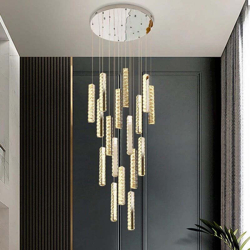 NovaLuxe Crystal Staircase Chandelier With LED Lighting