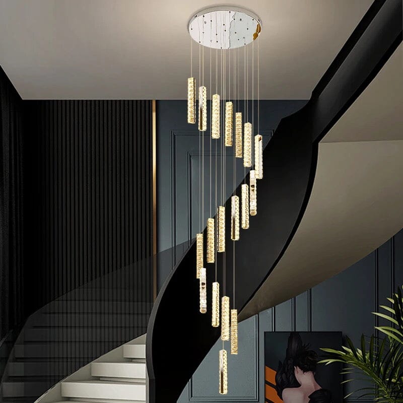 NovaLuxe Crystal Staircase Chandelier With LED Lighting