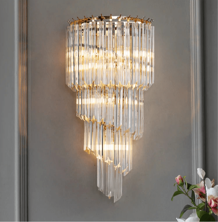 Auric Crystal Wall Sconce in Premium Gold Luxury Finish