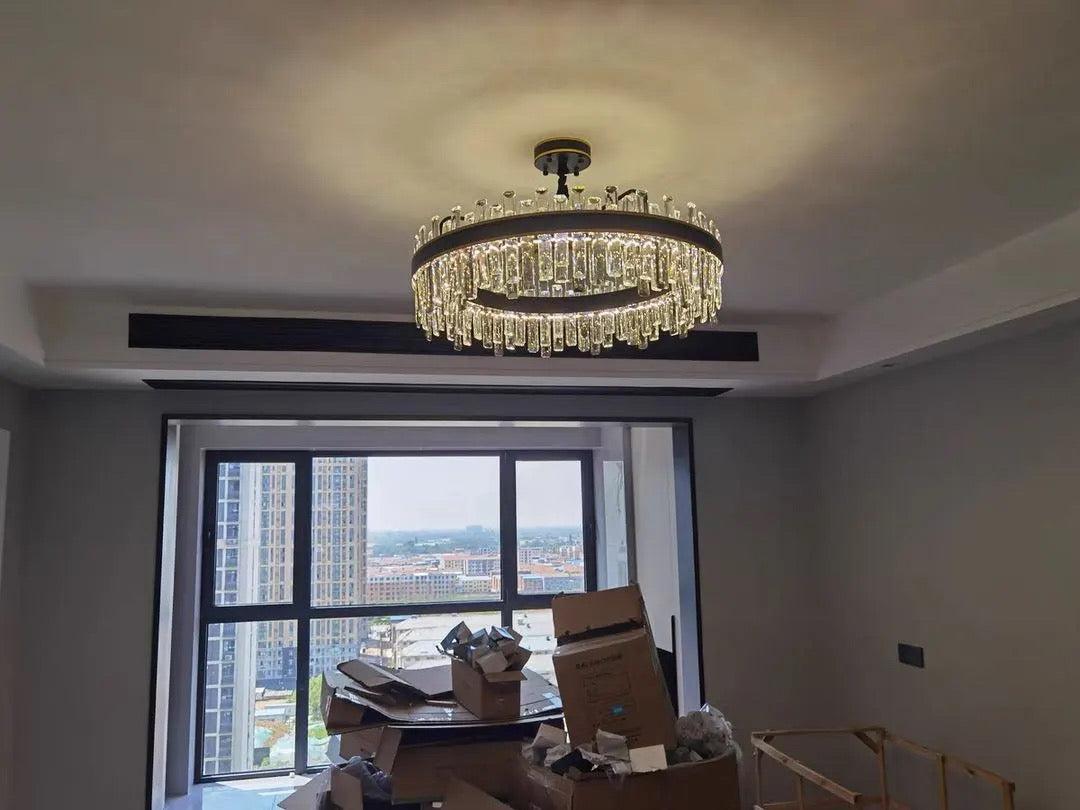 Nyara Series Tri Color Dimmable Chandelier Premium Metal