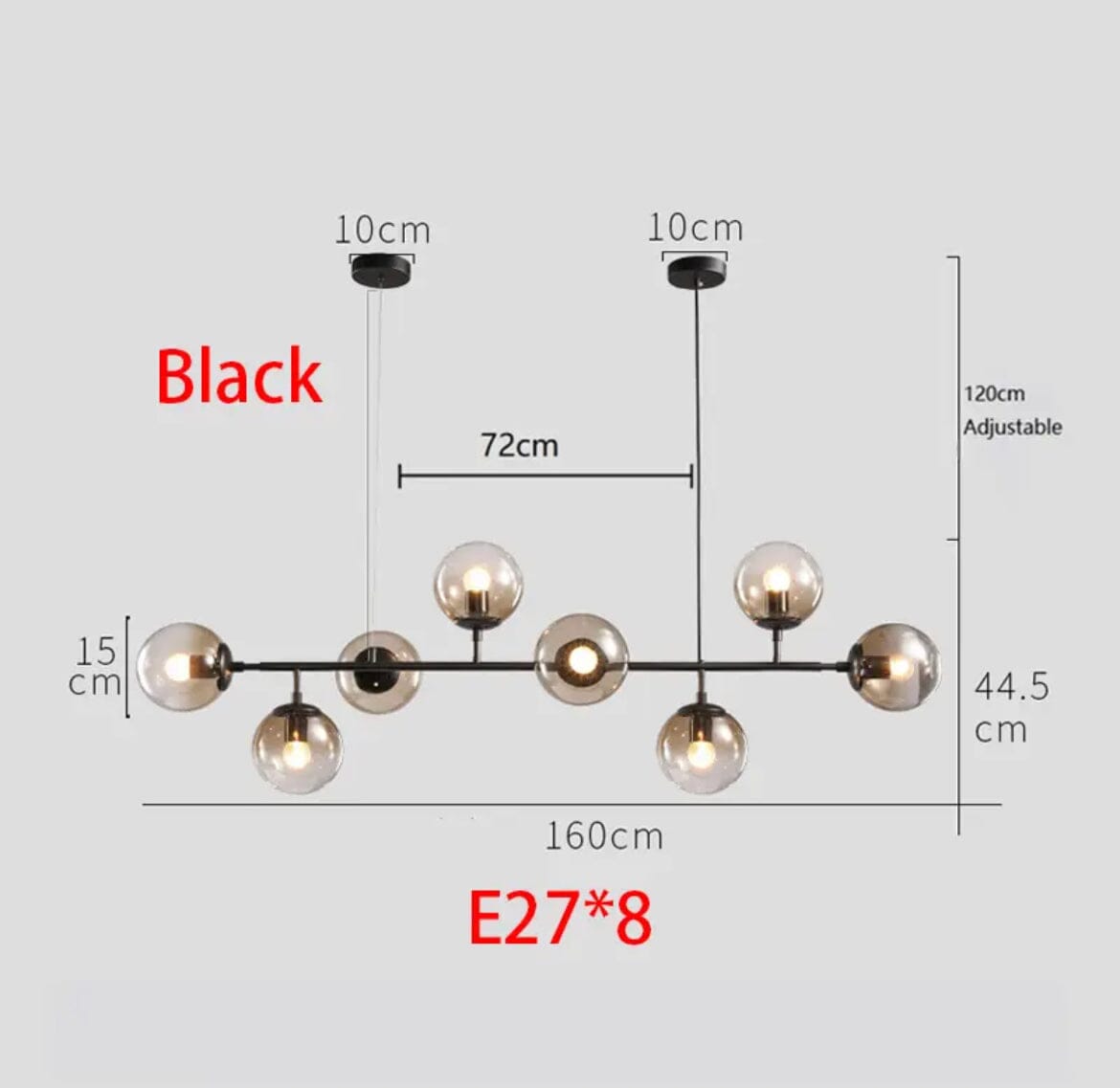 Aurelia Glass Globe Chandelier in Gold or Black Finish