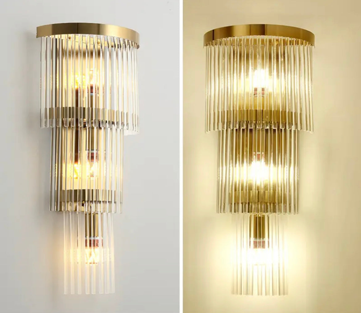 Auric Crystal Wall Sconce in Premium Gold Luxury Finish