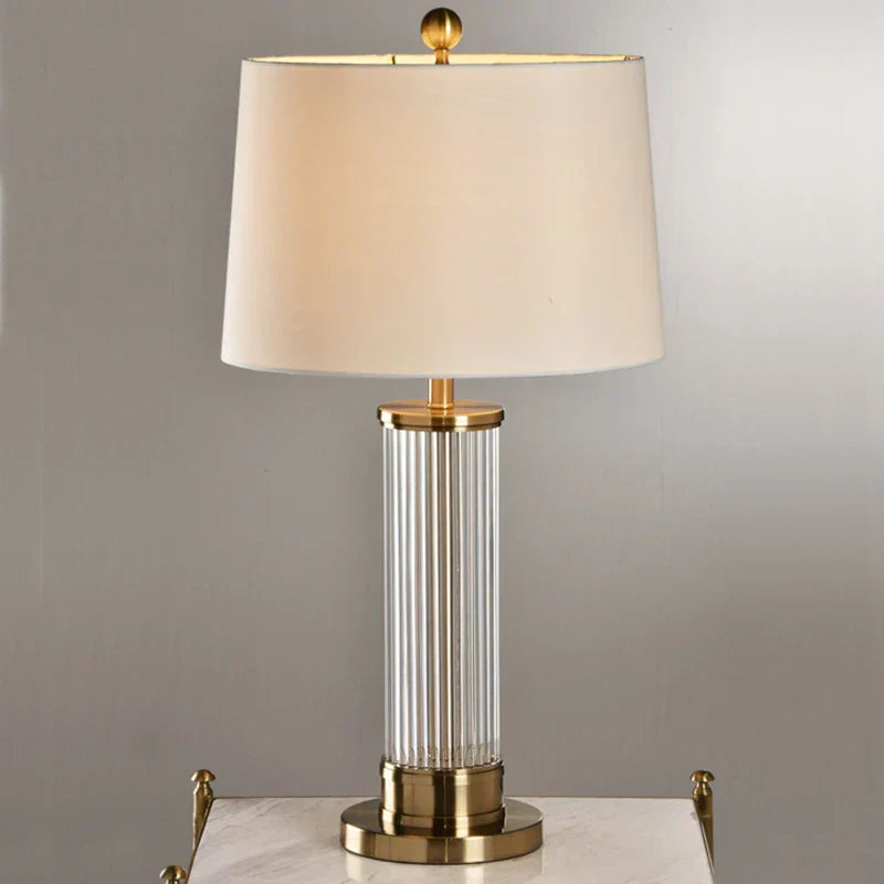 Aurelia Glow Glass Rod Table Lamp With Cloth Cover Shade