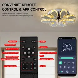 AuroraLuxe 6-Speed Ceiling Fan with Crystal Lotus Light