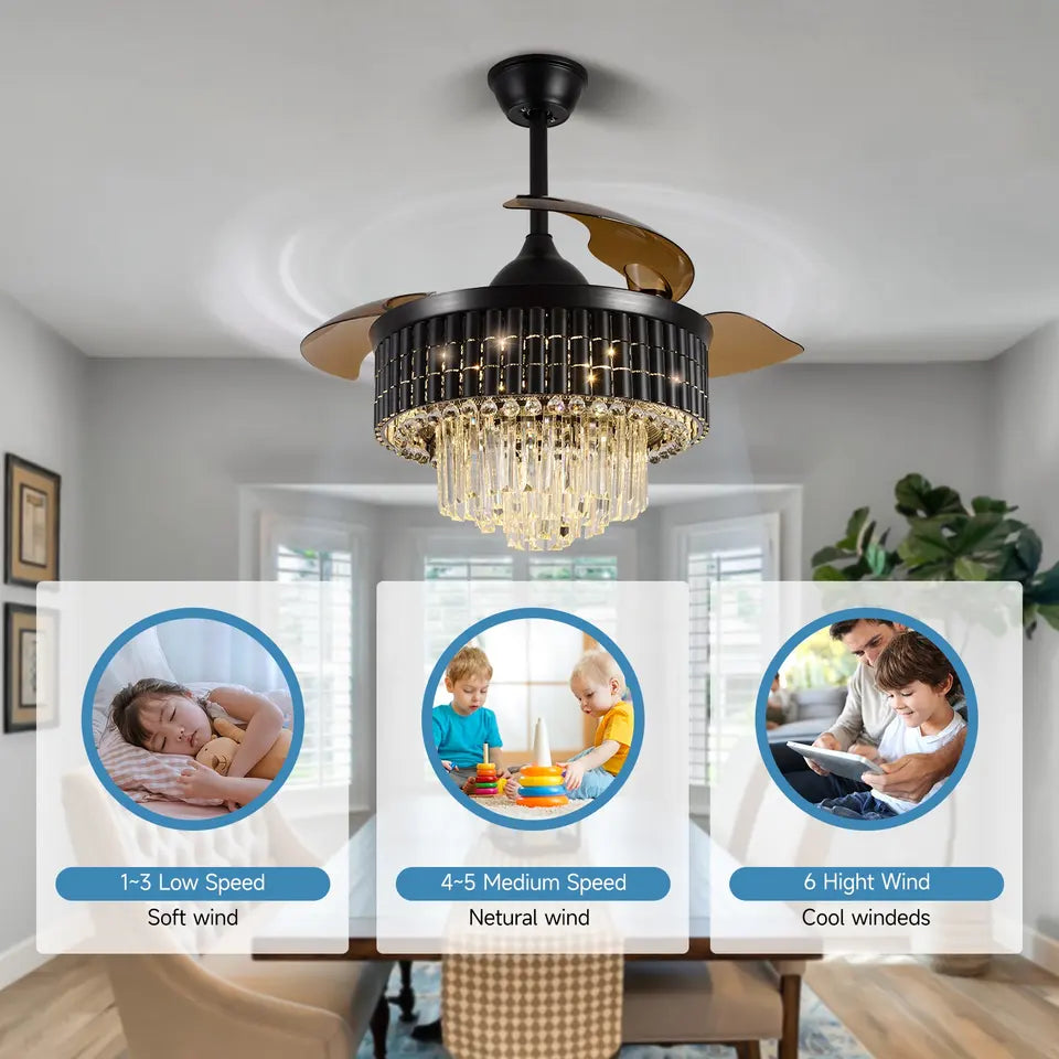 LustreHalo Crystal Fandelier 42-Inch DC LED Ceiling Fan