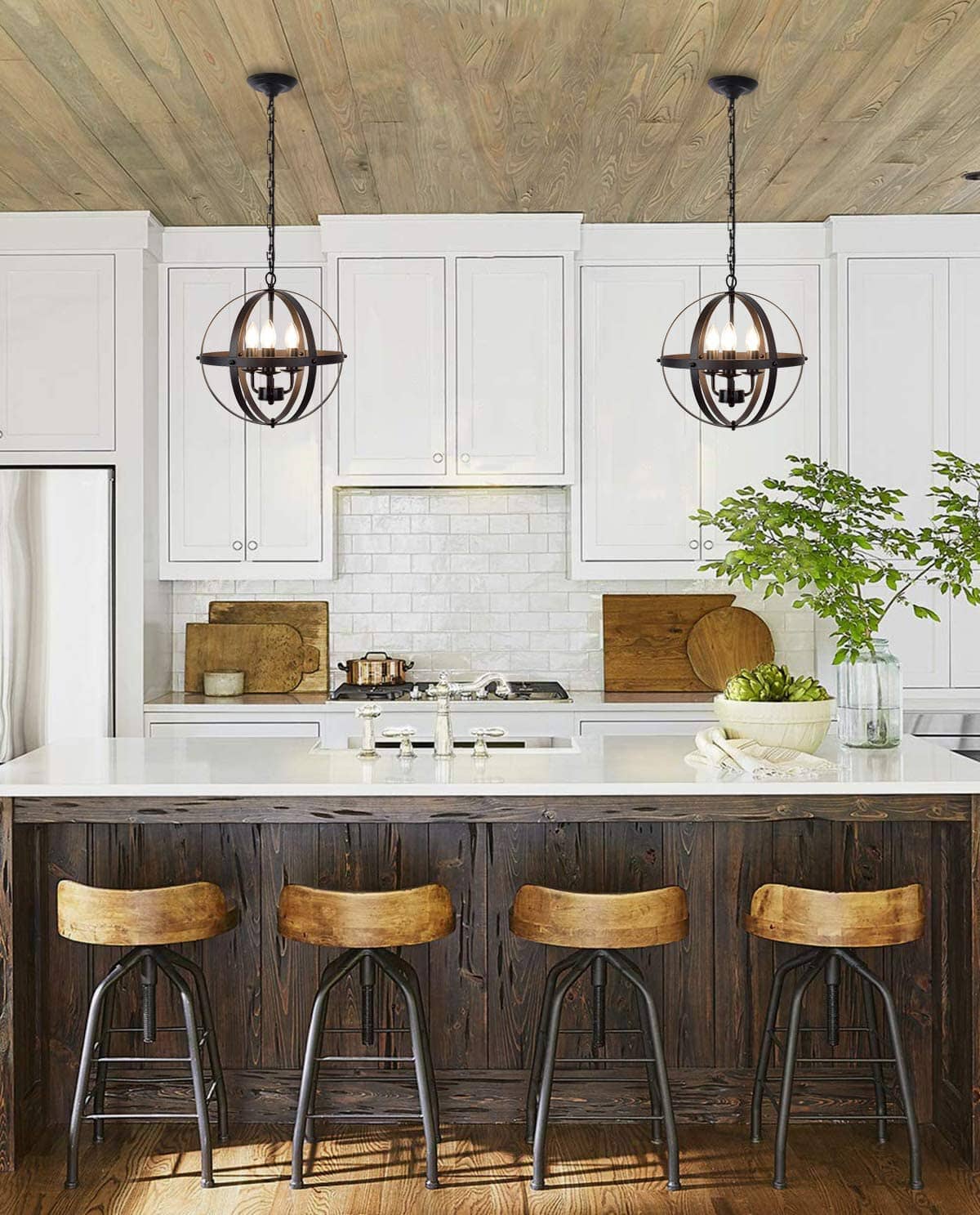 Orion Vintage Globe Chandelier With Spherical Chain