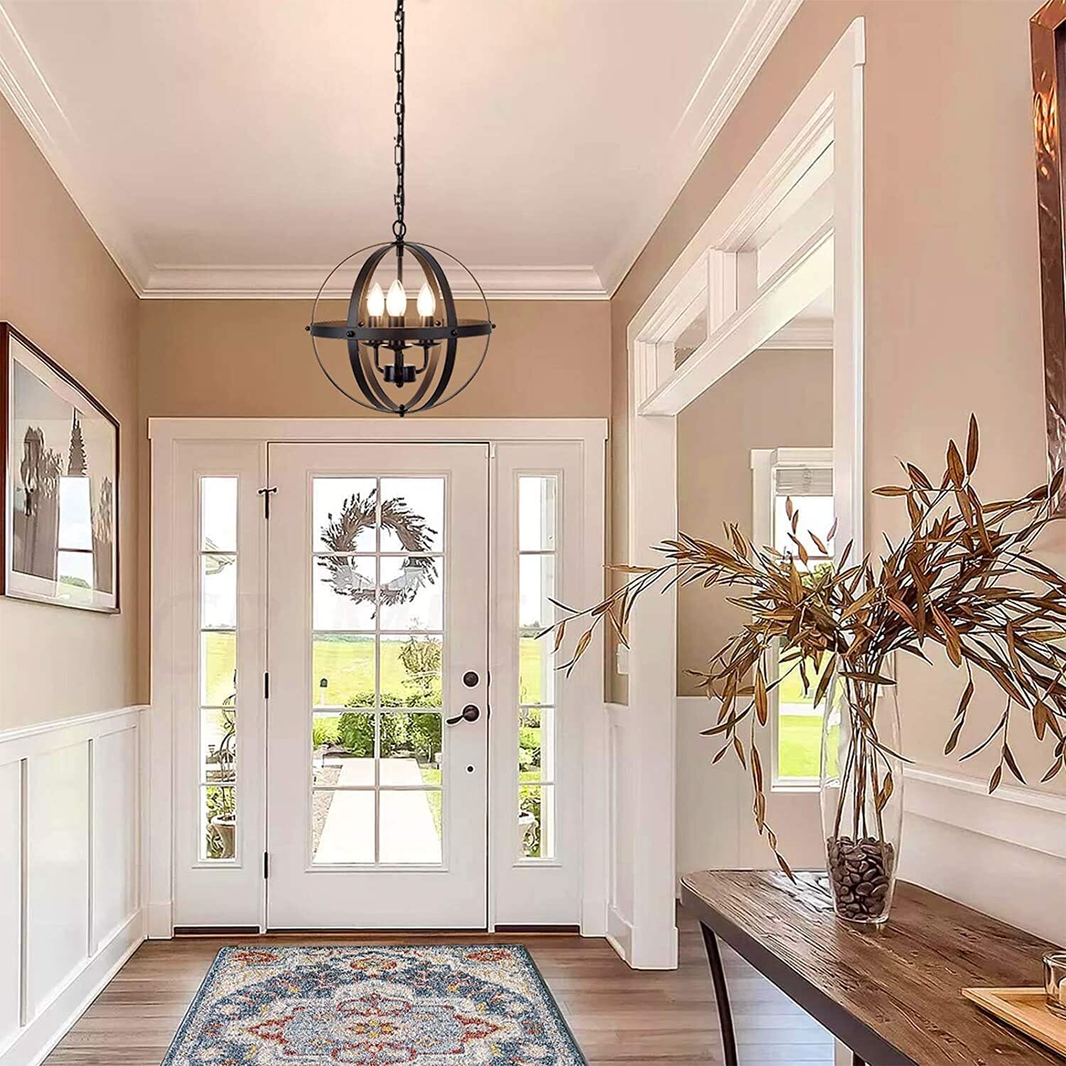 Orion Vintage Globe Chandelier With Spherical Chain