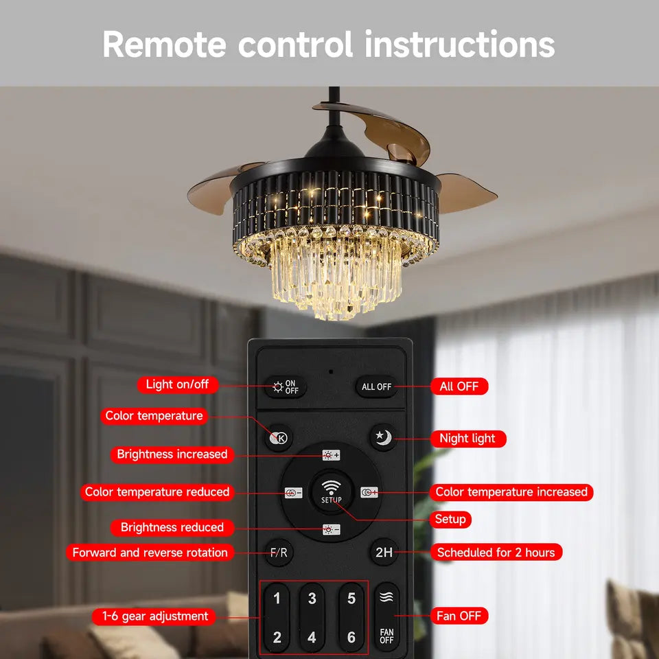 LustreHalo Crystal Fandelier 42-Inch DC LED Ceiling Fan