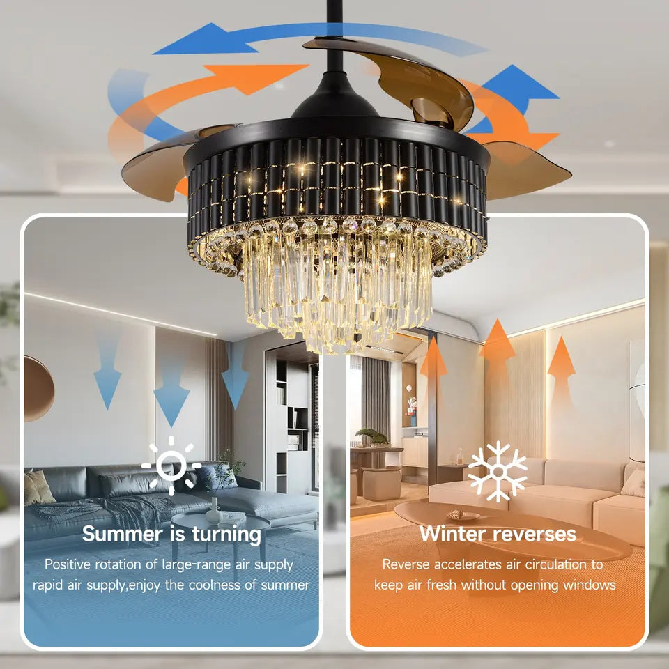 LustreHalo Crystal Fandelier 42-Inch DC LED Ceiling Fan