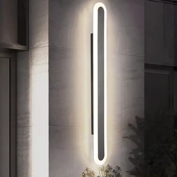 NoirGlow Black Outdoor LED Strip Wall Light Waterproof