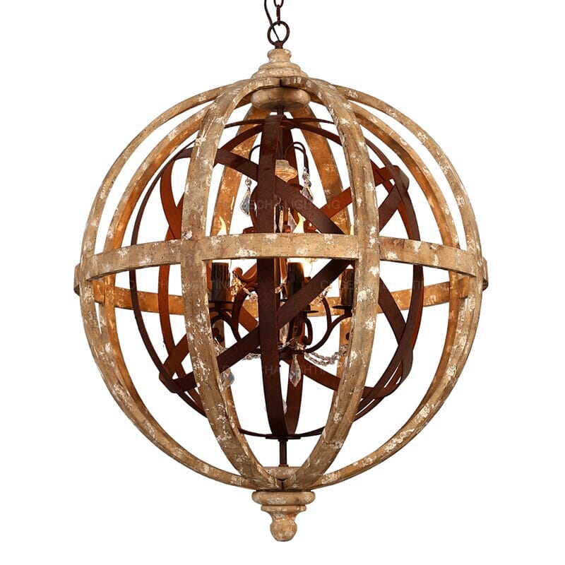 Valewood Vintage Wood Chandelier With Ornate Details