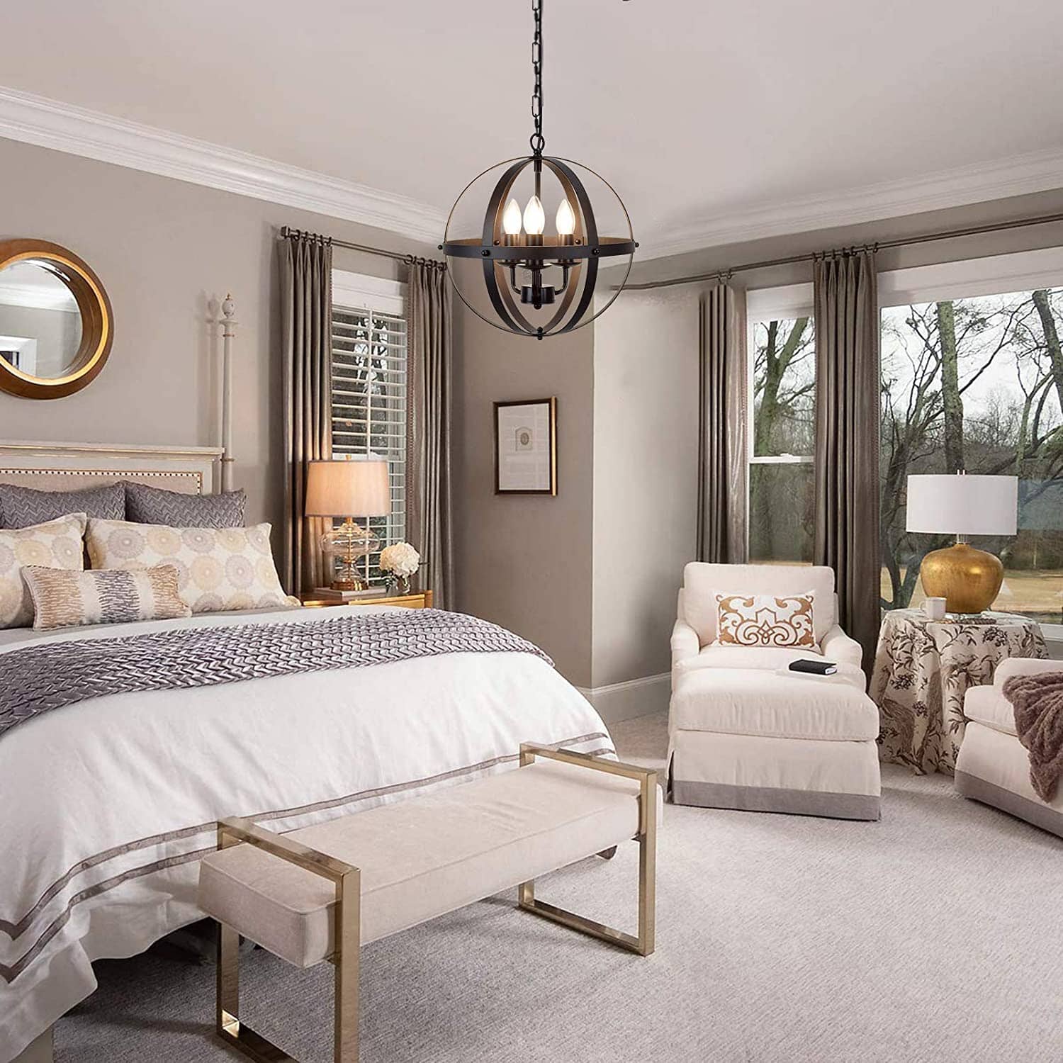 Orion Vintage Globe Chandelier With Spherical Chain