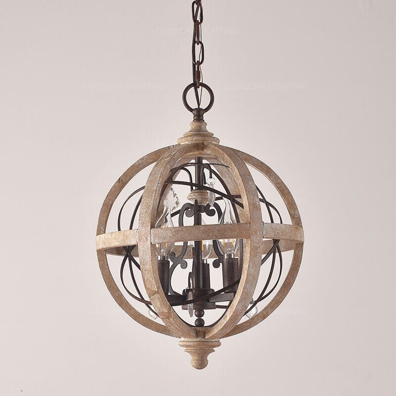 Valewood Vintage Wood Chandelier With Ornate Details