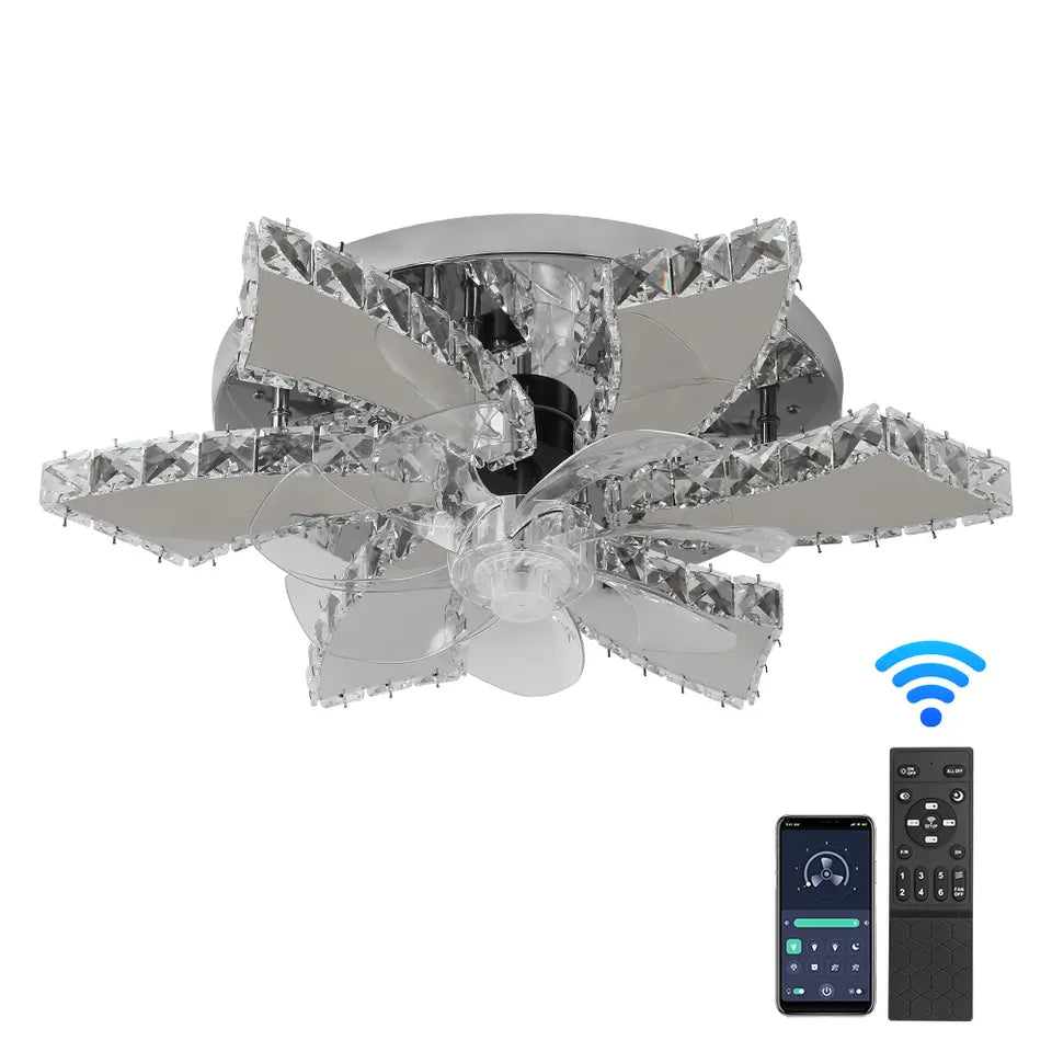 Celestia 7-Blade Crystal LED Ceiling Fan With Remote