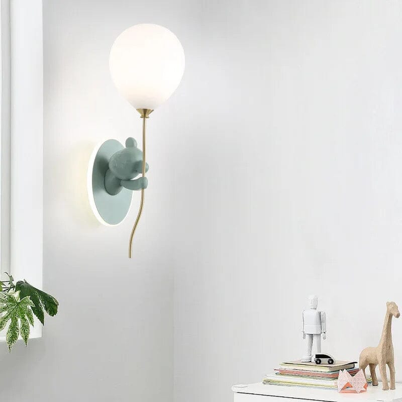 WhimsyBear Kids Wall Lamp With Frosted Glass Shade SoftGlow