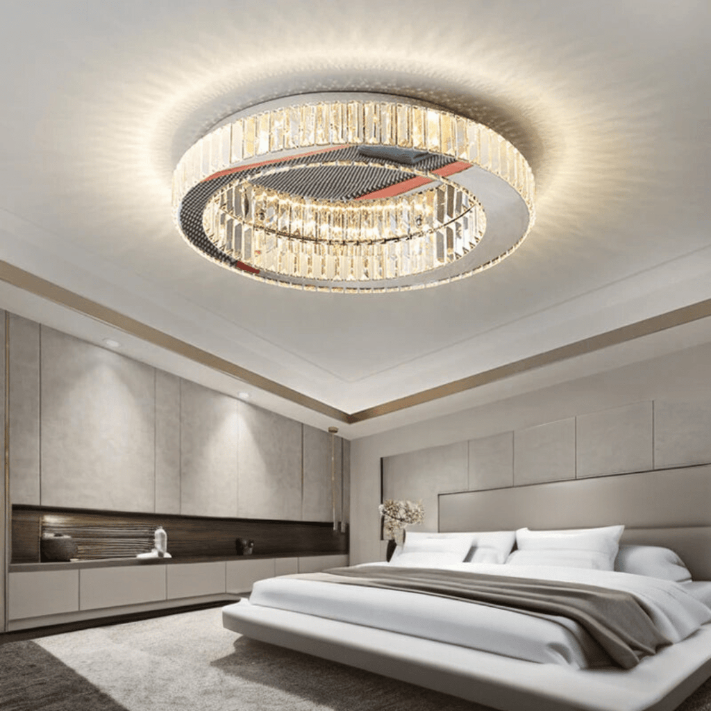 Orion Crest Golden Round Crystal Chandelier For Home