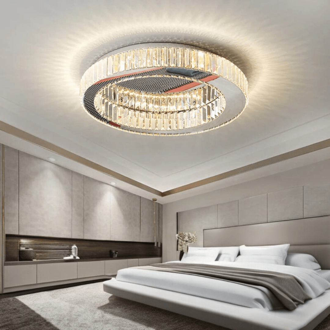 Orion Crest Golden Round Crystal Chandelier For Home