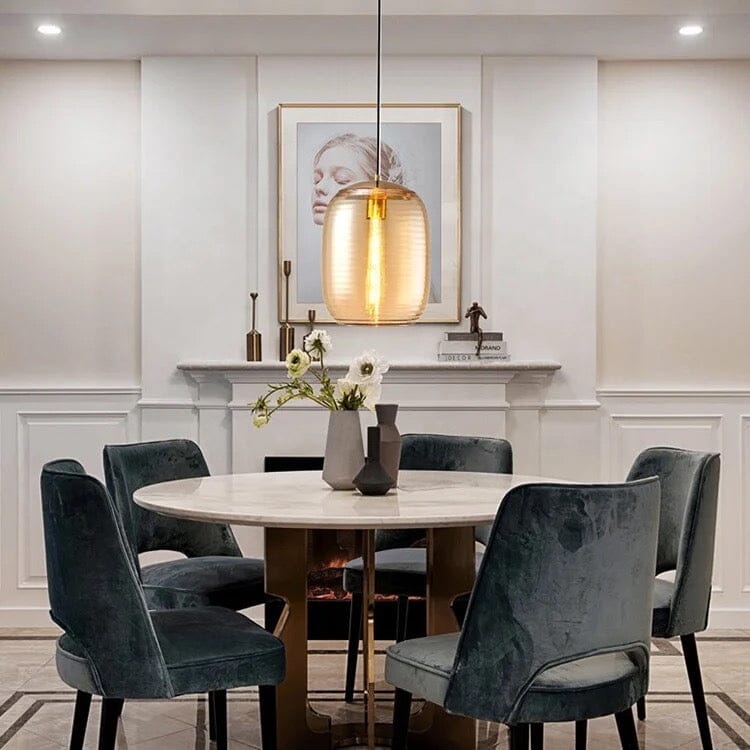 AstraLume Glass Pendant Lamp with Hand Blown Shade Design