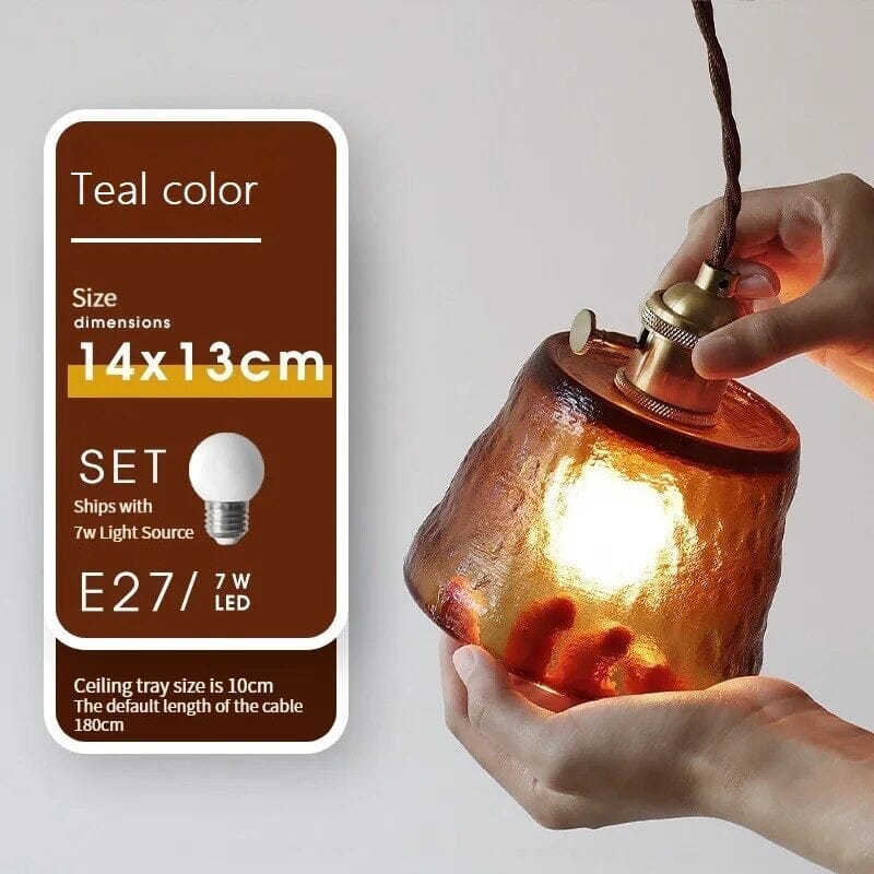 Harlington Copper Glass Pendant With LED Illumination