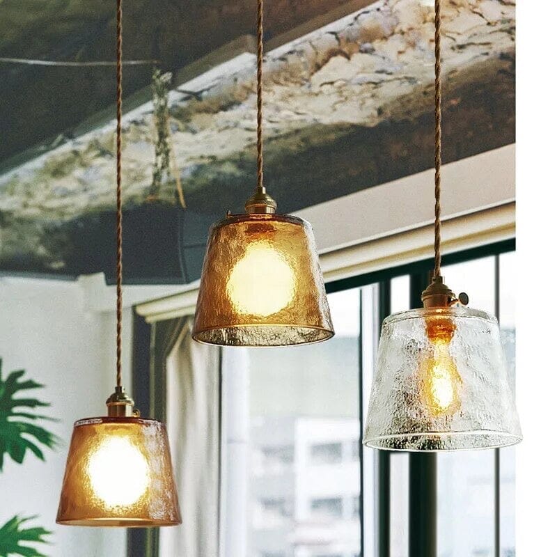 Harlington Copper Glass Pendant With LED Illumination