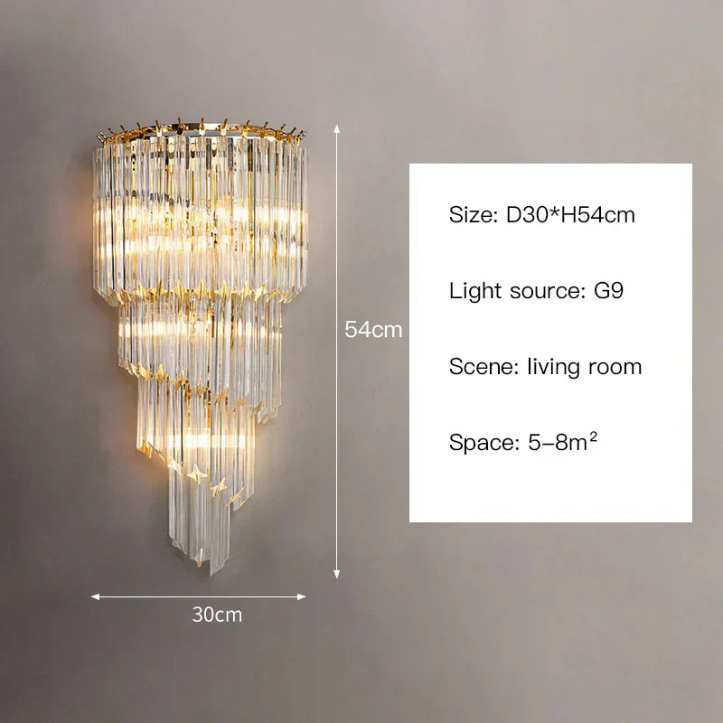 Auric Crystal Wall Sconce in Premium Gold Luxury Finish