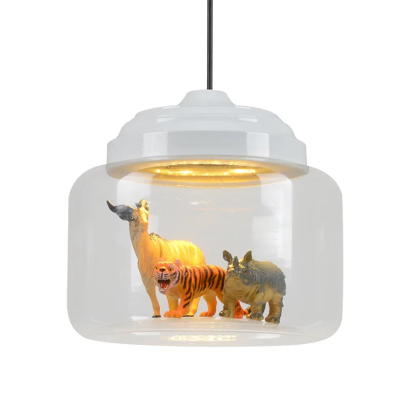 Whimsy Animal Glass LED Pendant Chandelier for Kids' Room
